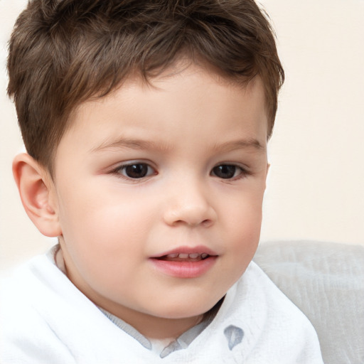 Neutral white child male with short  brown hair and brown eyes