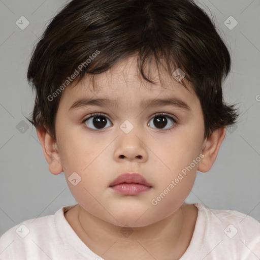 Neutral white child male with short  brown hair and brown eyes