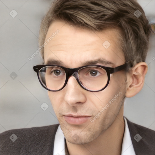 Neutral white adult male with short  brown hair and brown eyes