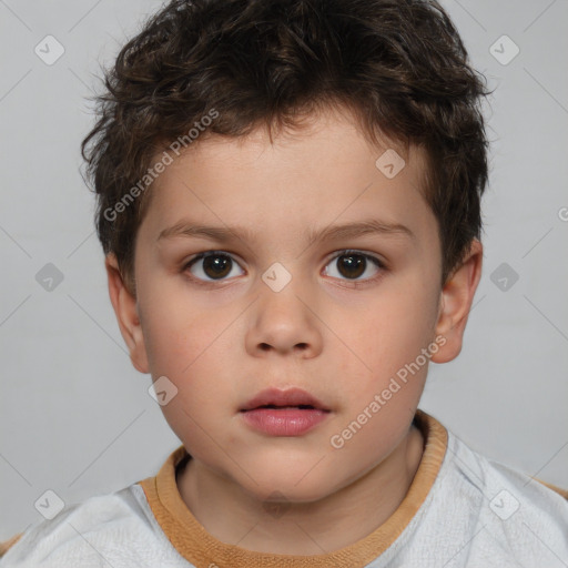 Neutral white child male with short  brown hair and brown eyes