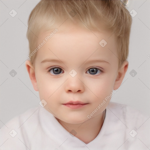 Neutral white child female with short  brown hair and brown eyes