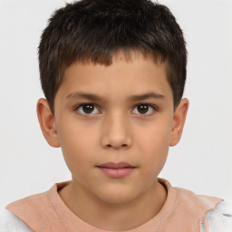 Neutral white child male with short  brown hair and brown eyes