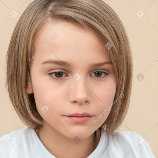 Neutral white child female with medium  brown hair and brown eyes