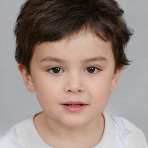 Neutral white child male with short  brown hair and brown eyes