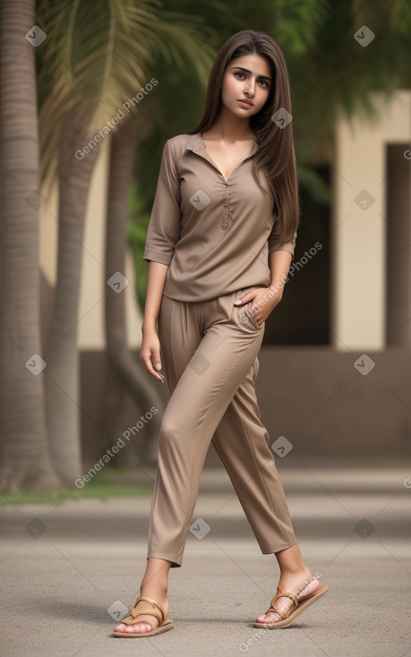 Omani young adult female with  brown hair