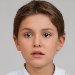 Neutral white child female with short  brown hair and brown eyes