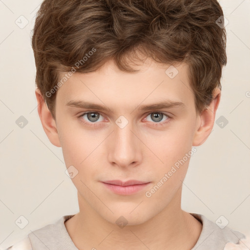 Neutral white child male with short  brown hair and brown eyes