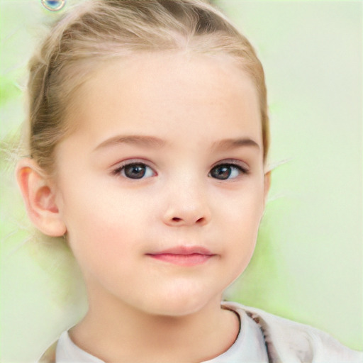 Neutral white child female with short  brown hair and brown eyes