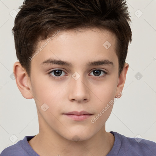 Neutral white child male with short  brown hair and brown eyes