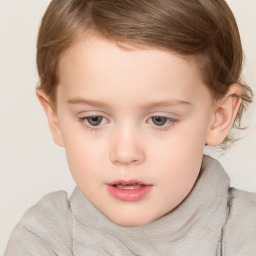 Neutral white child female with short  brown hair and brown eyes