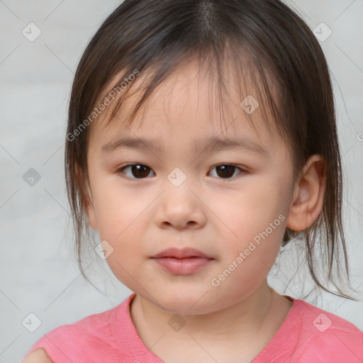 Neutral white child female with medium  brown hair and brown eyes