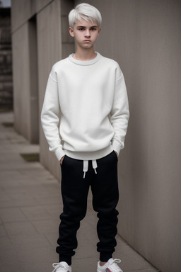 Czech teenager boy with  white hair