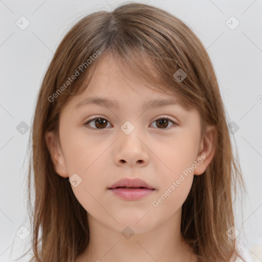 Neutral white child female with medium  brown hair and brown eyes