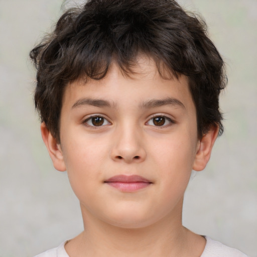 Neutral white child male with short  brown hair and brown eyes