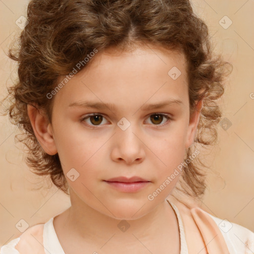 Neutral white child female with medium  brown hair and brown eyes