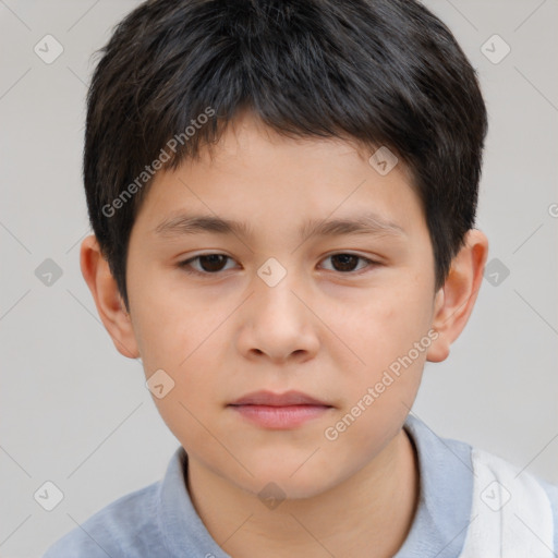 Neutral white child male with short  brown hair and brown eyes