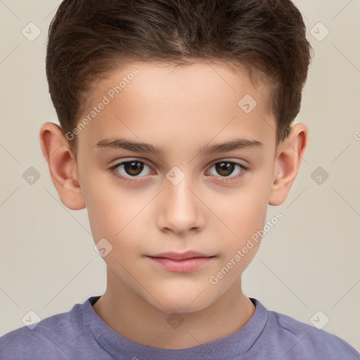 Neutral white child male with short  brown hair and brown eyes