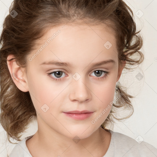 Neutral white child female with medium  brown hair and brown eyes