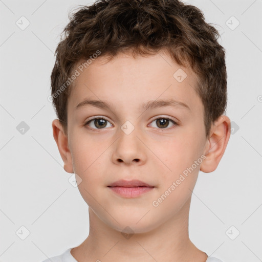 Neutral white child male with short  brown hair and brown eyes