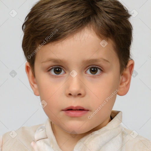 Neutral white child female with short  brown hair and brown eyes