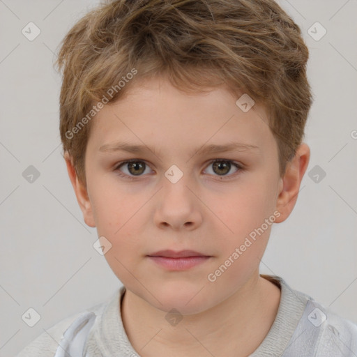 Neutral white child male with short  brown hair and brown eyes