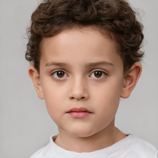 Neutral white child male with short  brown hair and brown eyes