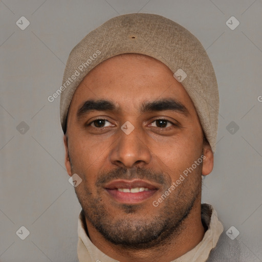 Neutral white young-adult male with short  black hair and brown eyes