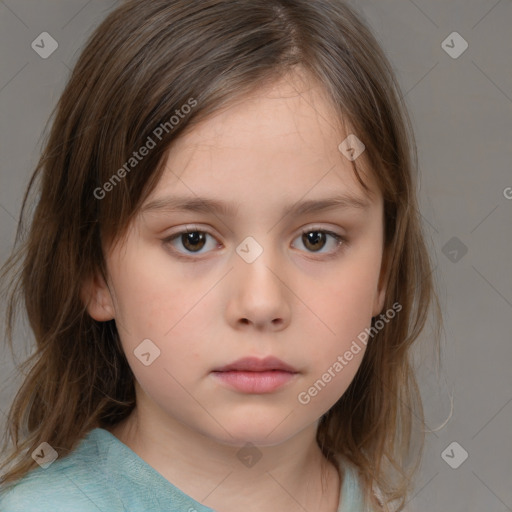 Neutral white child female with medium  brown hair and brown eyes