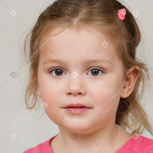 Neutral white child female with medium  brown hair and brown eyes