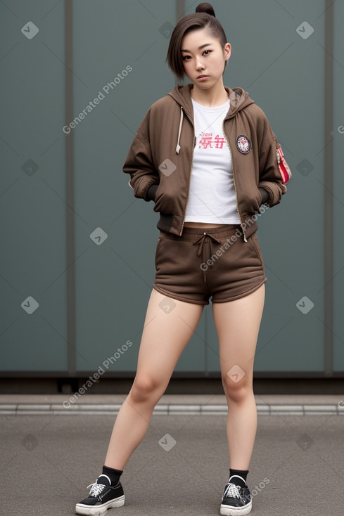 Japanese young adult female with  brown hair