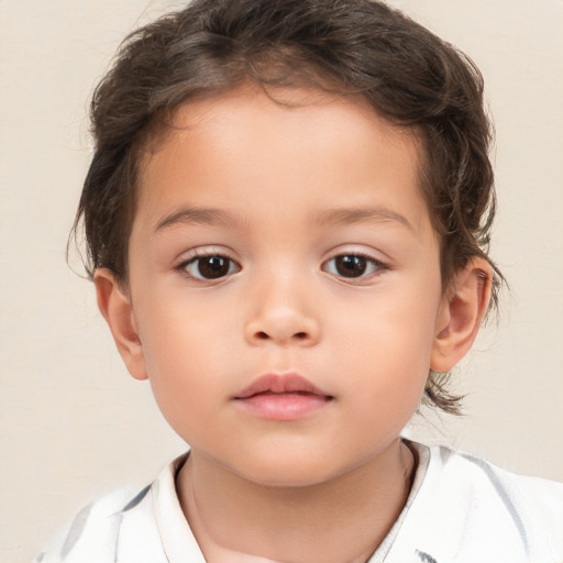 Neutral white child female with short  brown hair and brown eyes