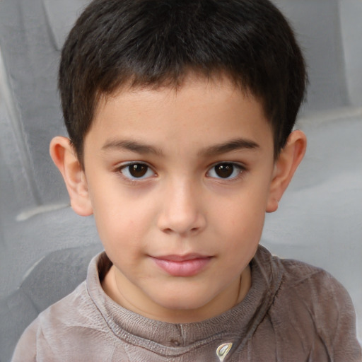 Neutral white child male with short  brown hair and brown eyes