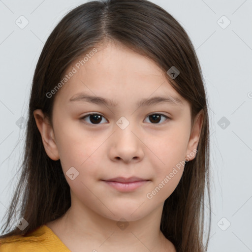 Neutral white child female with medium  brown hair and brown eyes