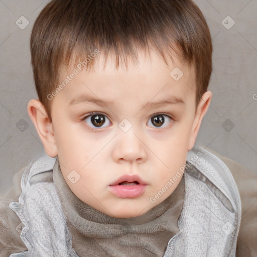 Neutral white child male with short  brown hair and brown eyes