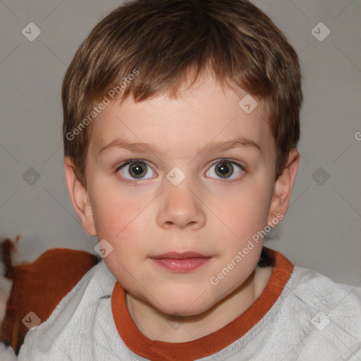 Neutral white child male with short  brown hair and brown eyes