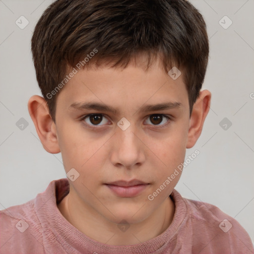 Neutral white child male with short  brown hair and brown eyes