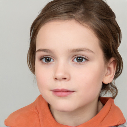 Neutral white child female with medium  brown hair and brown eyes