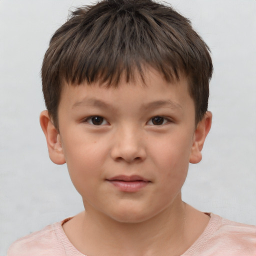Neutral white child male with short  brown hair and brown eyes