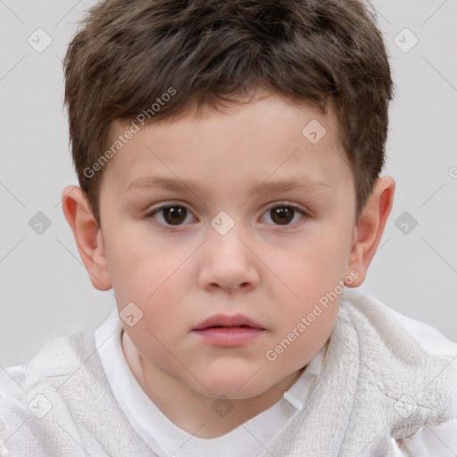 Neutral white child male with short  brown hair and brown eyes