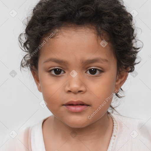 Neutral white child female with short  brown hair and brown eyes