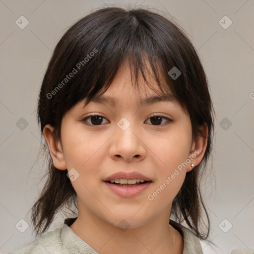 Neutral white child female with medium  brown hair and brown eyes