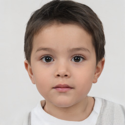 Neutral white child female with short  brown hair and brown eyes