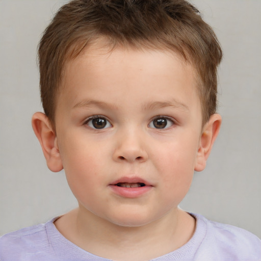 Neutral white child male with short  brown hair and brown eyes