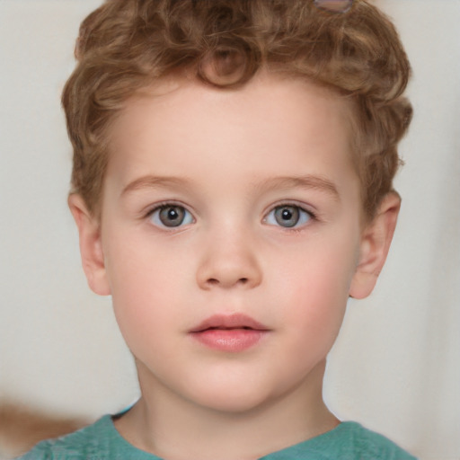 Neutral white child male with short  brown hair and grey eyes