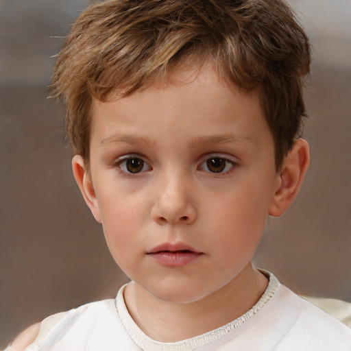 Neutral white child male with short  brown hair and brown eyes