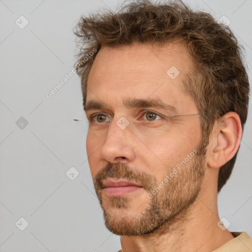 Neutral white adult male with short  brown hair and brown eyes