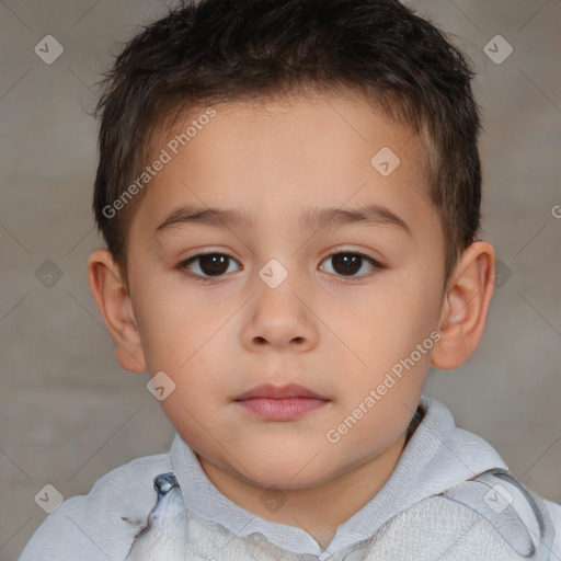 Neutral white child male with short  brown hair and brown eyes