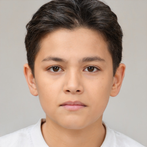 Neutral white child male with short  brown hair and brown eyes