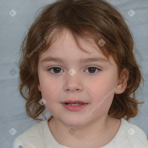 Neutral white child female with medium  brown hair and brown eyes