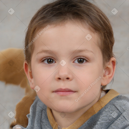 Neutral white child male with short  brown hair and brown eyes